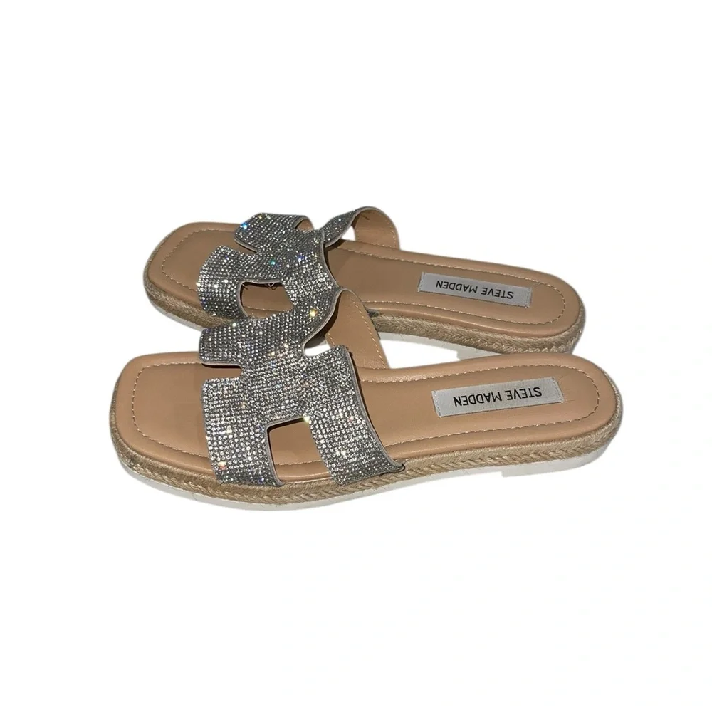 Steve Madden HAYDN Rhinestone Ignited Sandal SZ 7.5 Silver